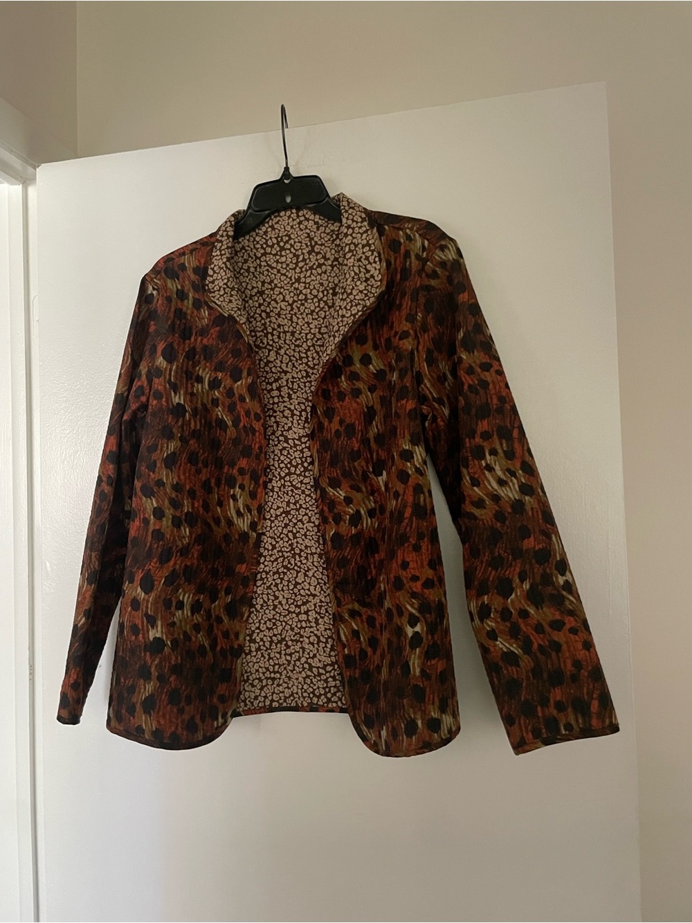 Women’s Reversible Animal-Print Blazer Jacket - Brown,Rust and Black.